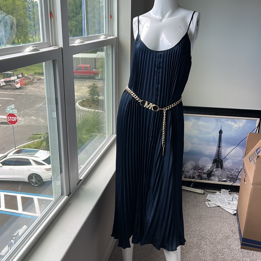 MICHAEL Michael Kors Navy Pleated Dress
